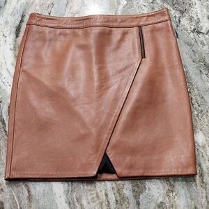 Mason brown leather skirt